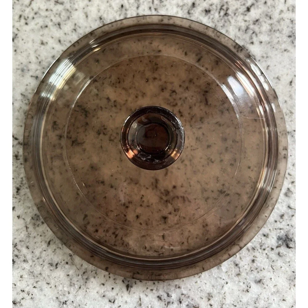 Vintage Corning Visions 0.5L Amber Glass Saucepan Pot Pyrex Lid V-81 USA